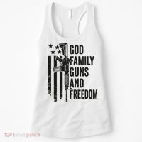 GOD FAMILY GUNS FREEDOM Gun Rights Faith Jesus Camo Women's Tank Top thumb 0