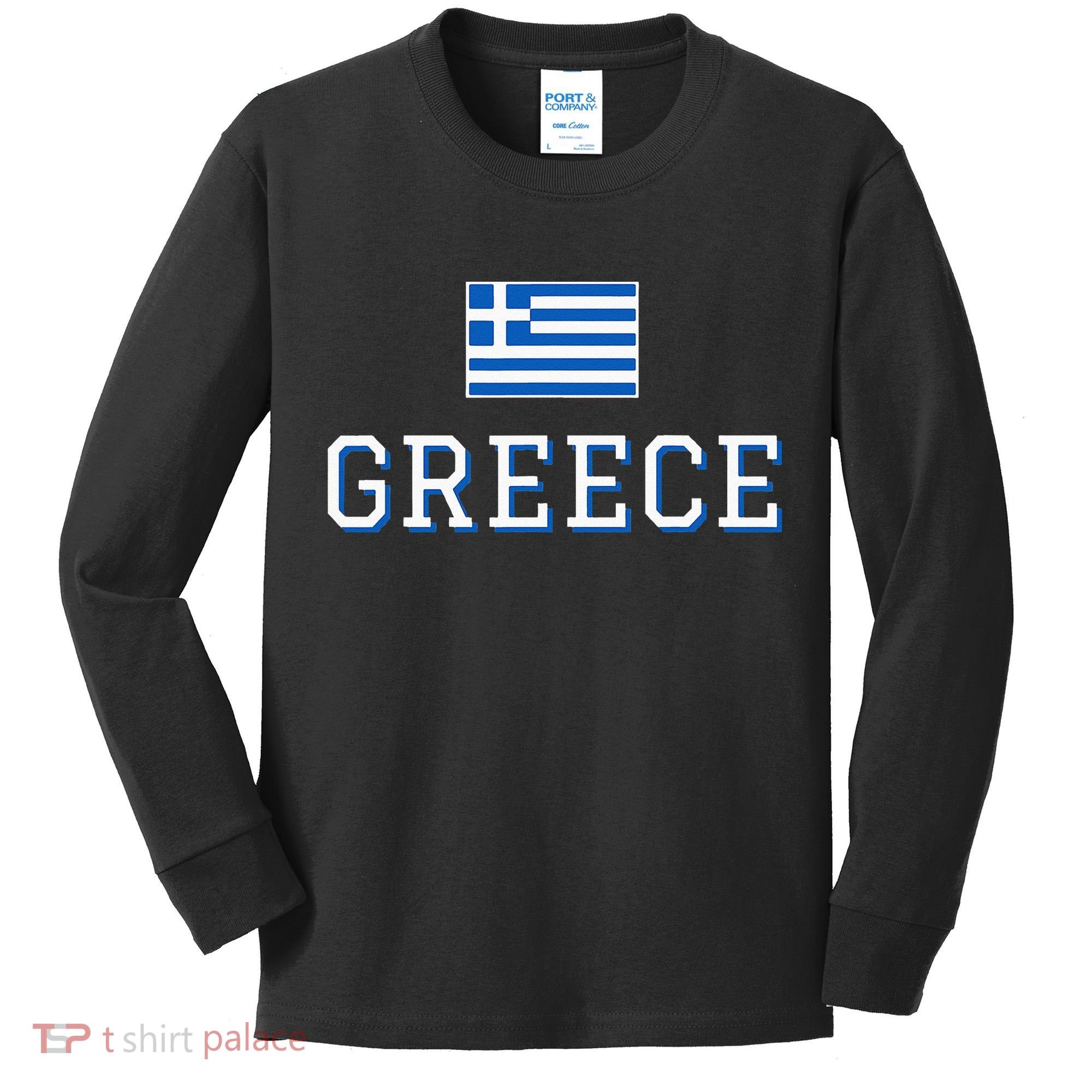 Greece Flag Greek Flag Greece Souvenir Kids Long Sleeve Shirt
