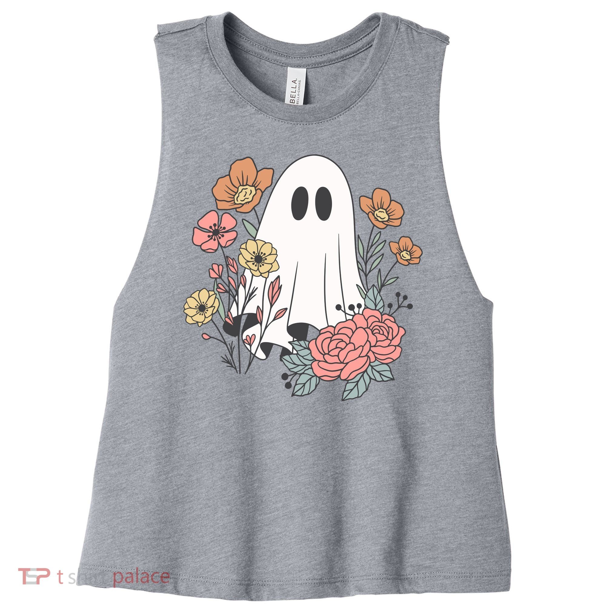 Ghost Floral Women's Racerback Cropped Tank