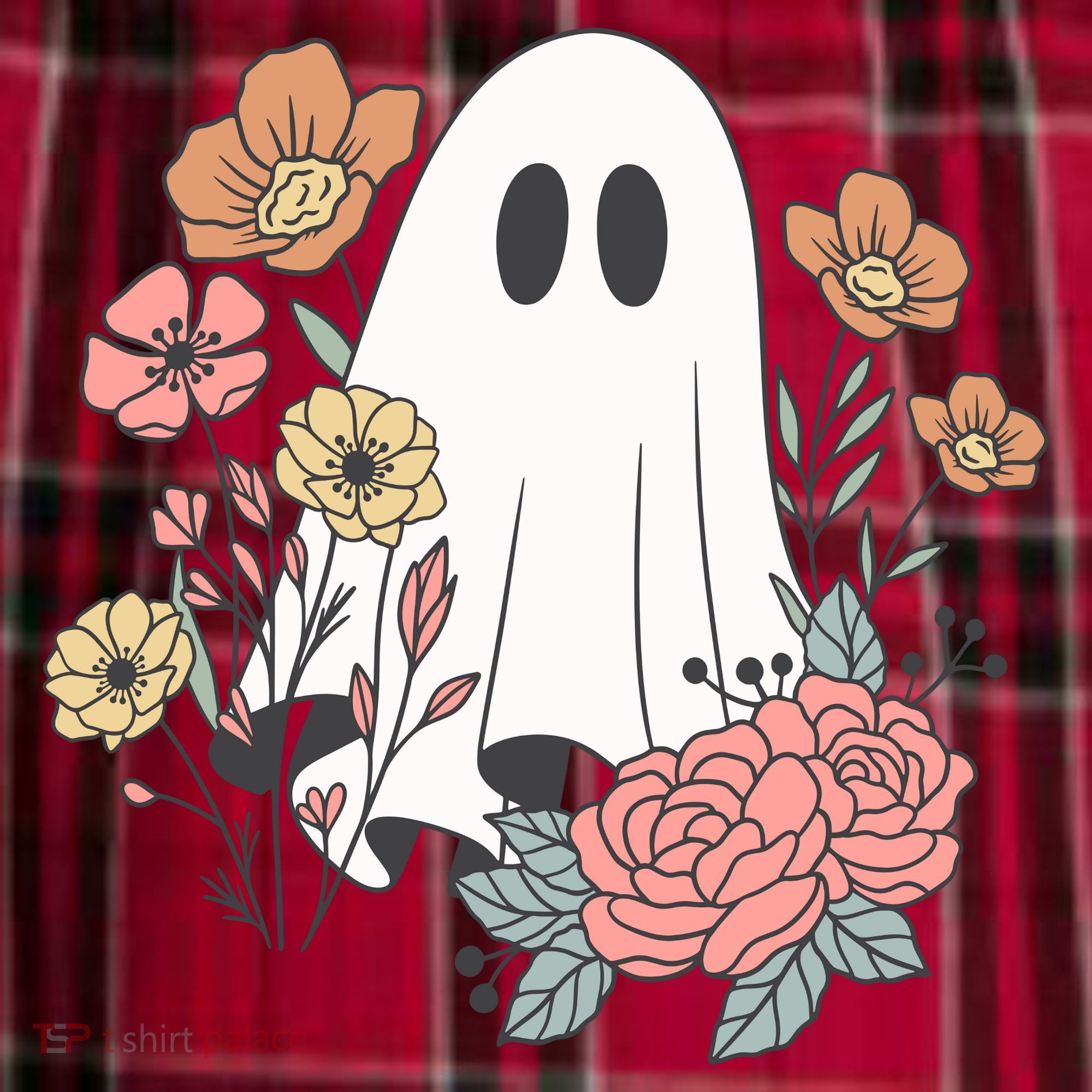 Ghost Floral Men's Flannel Plaid Pajama Pants