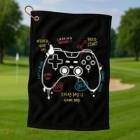 Gamer Funny Gaming Remote Everyday Is Game Day Golf Towel thumb 1