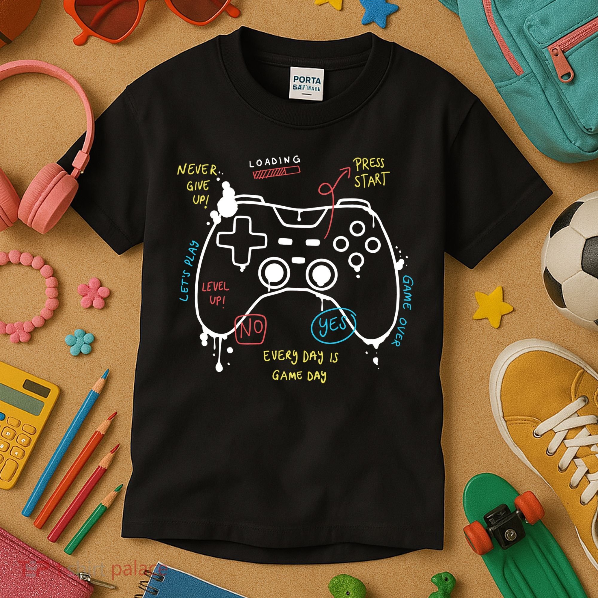Gamer Funny Gaming Remote Everyday Is Game Day Kids T-Shirt