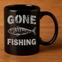 Gone Fishing 11oz C Handle Ceramic Mug thumb 3