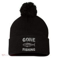 Gone Fishing Pom Pom 12in Knit Beanie thumb 0