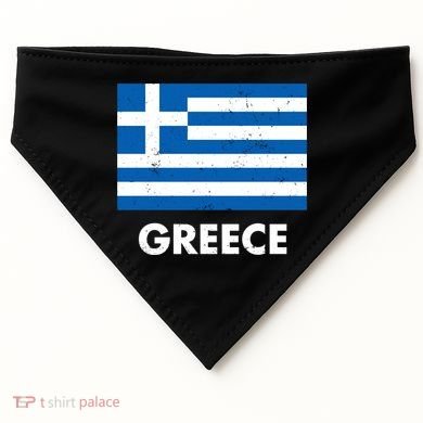Greece Flag Greek Retro USA-Made Doggie Bandana