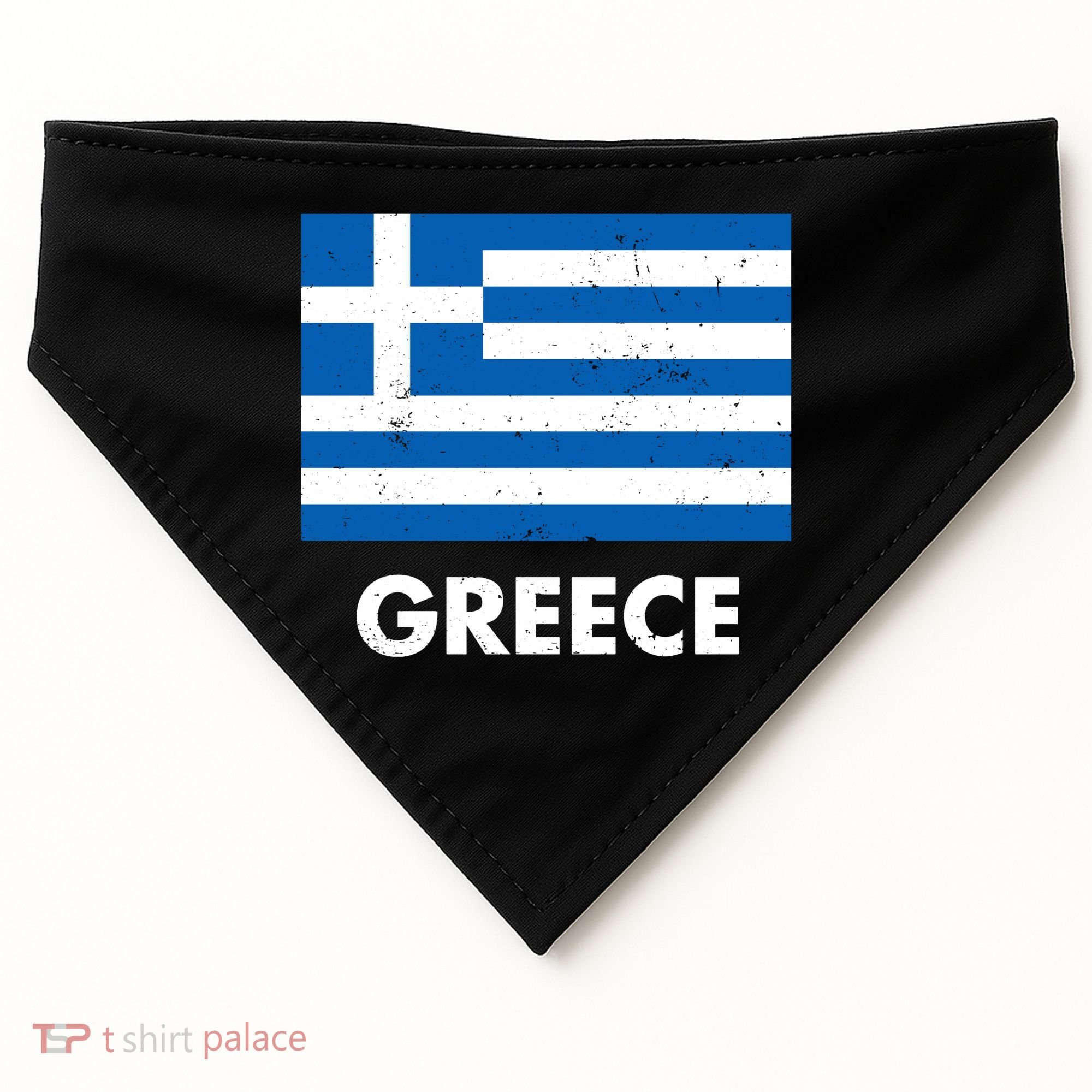 Greece Flag Greek Retro USA-Made Doggie Bandana
