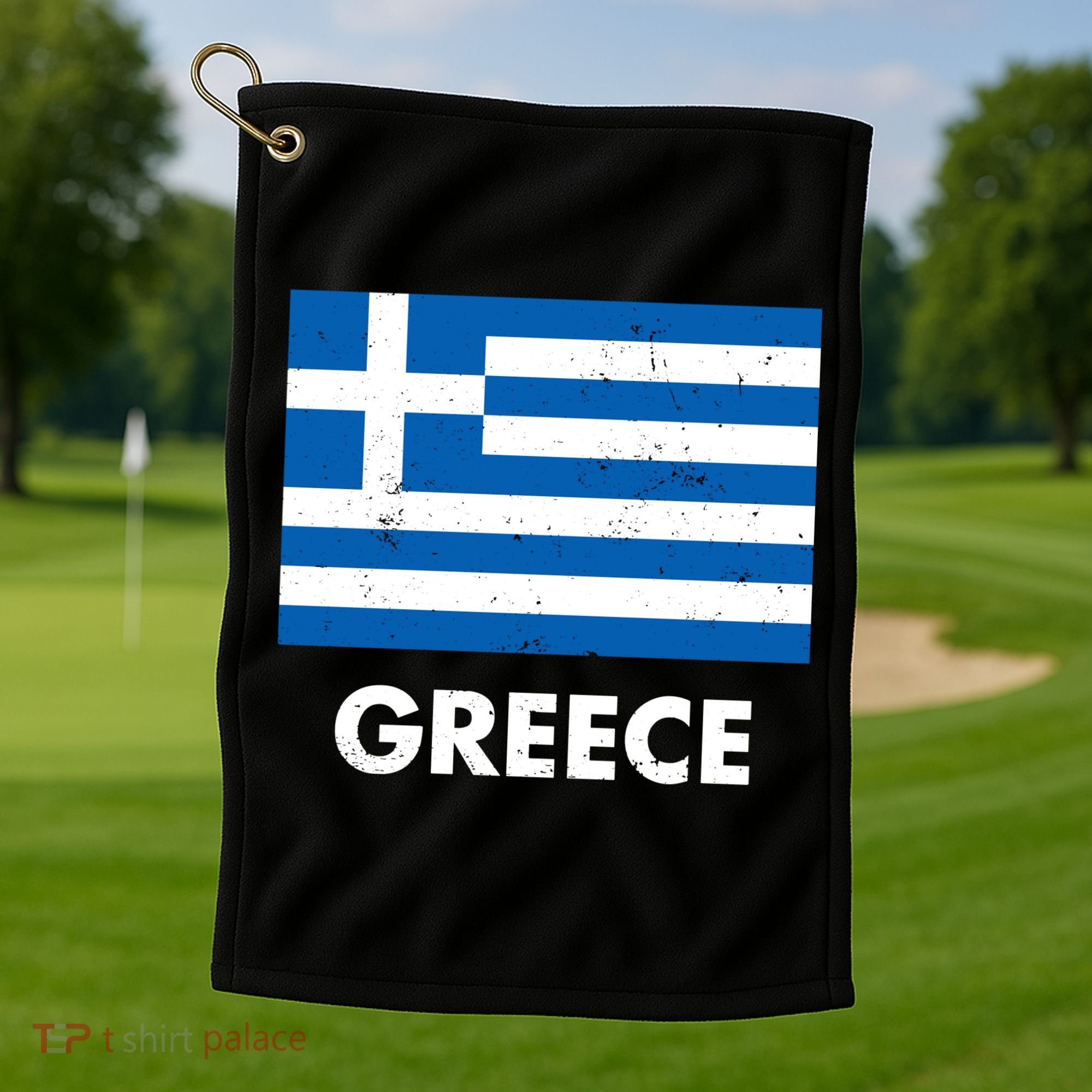 Greece Flag Greek Retro Golf Towel
