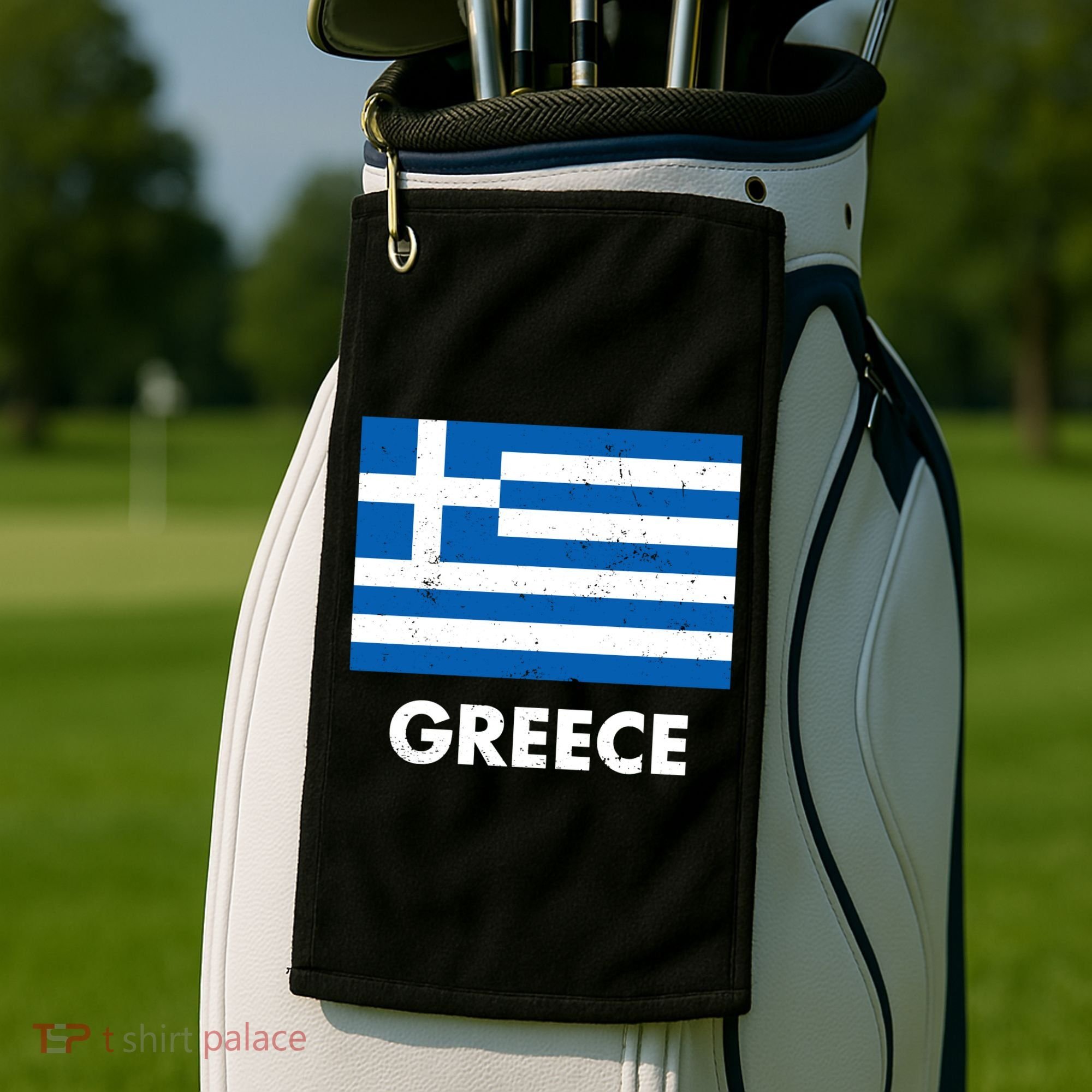 Greece Flag Greek Retro Golf Towel