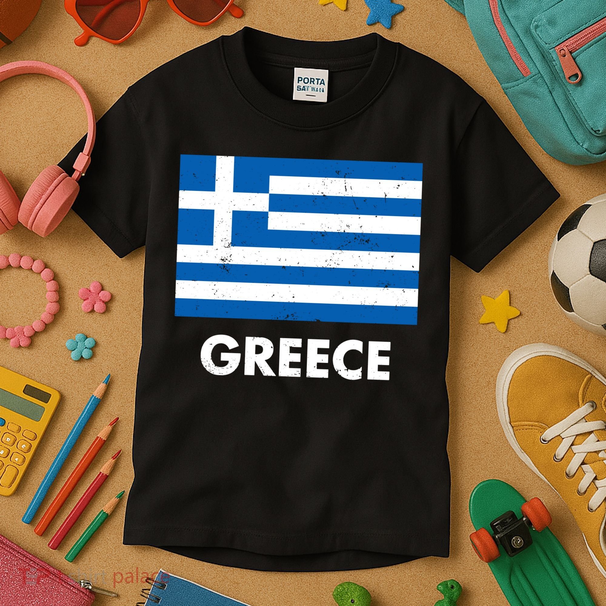 Greece Flag Greek Retro Kids T-Shirt