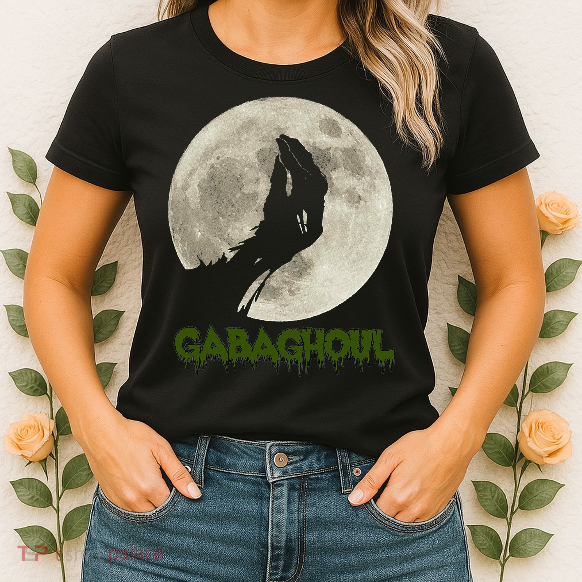 Gabaghoul Funny Hand Moon Halloween Women's T-Shirt