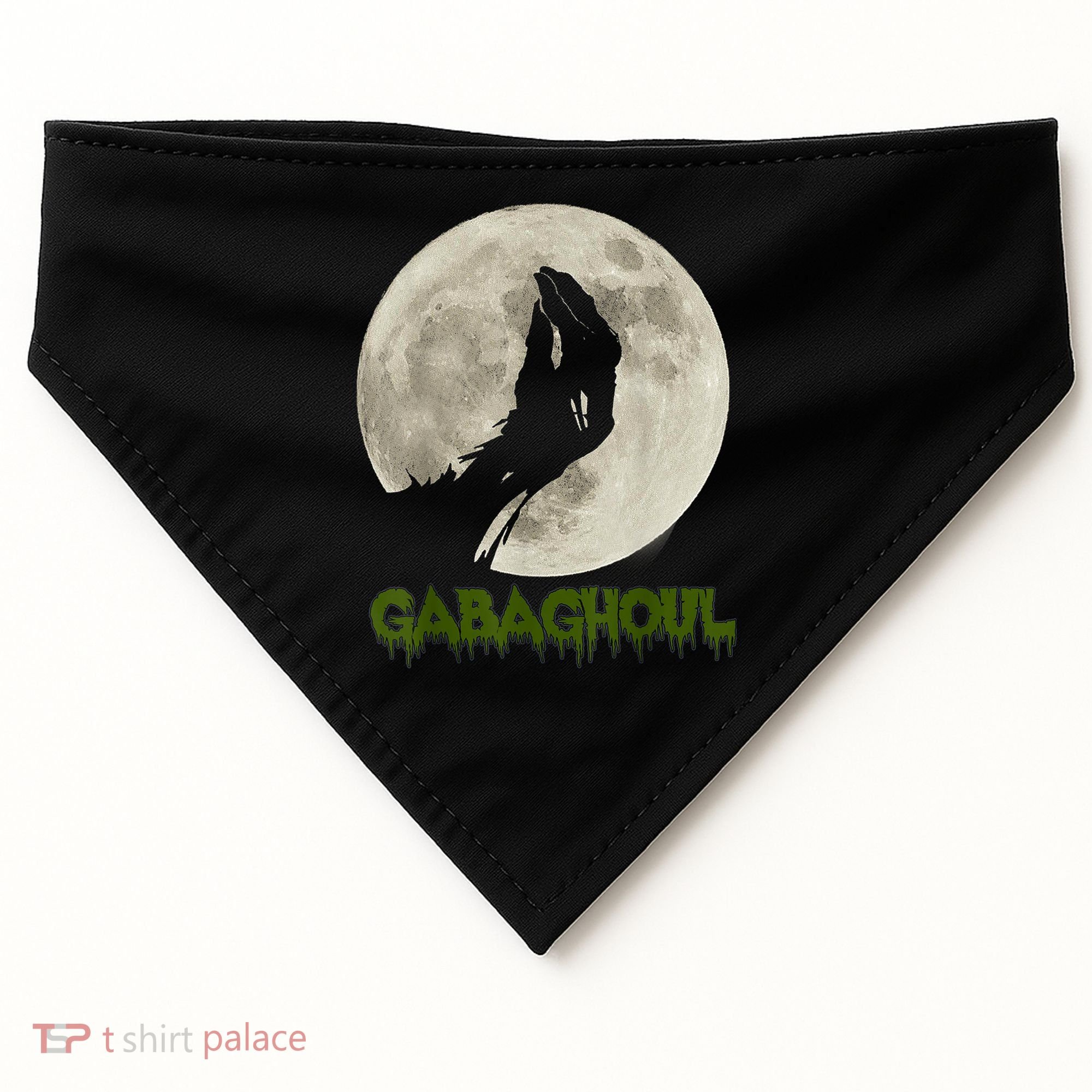 Gabaghoul Funny Hand Moon Halloween USA-Made Doggie Bandana
