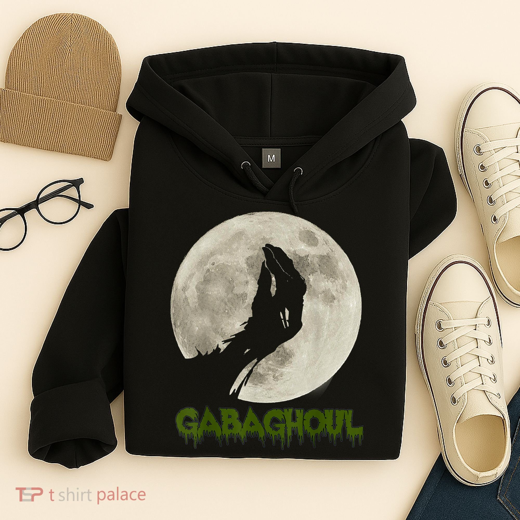 Gabaghoul Funny Hand Moon Halloween Hoodie