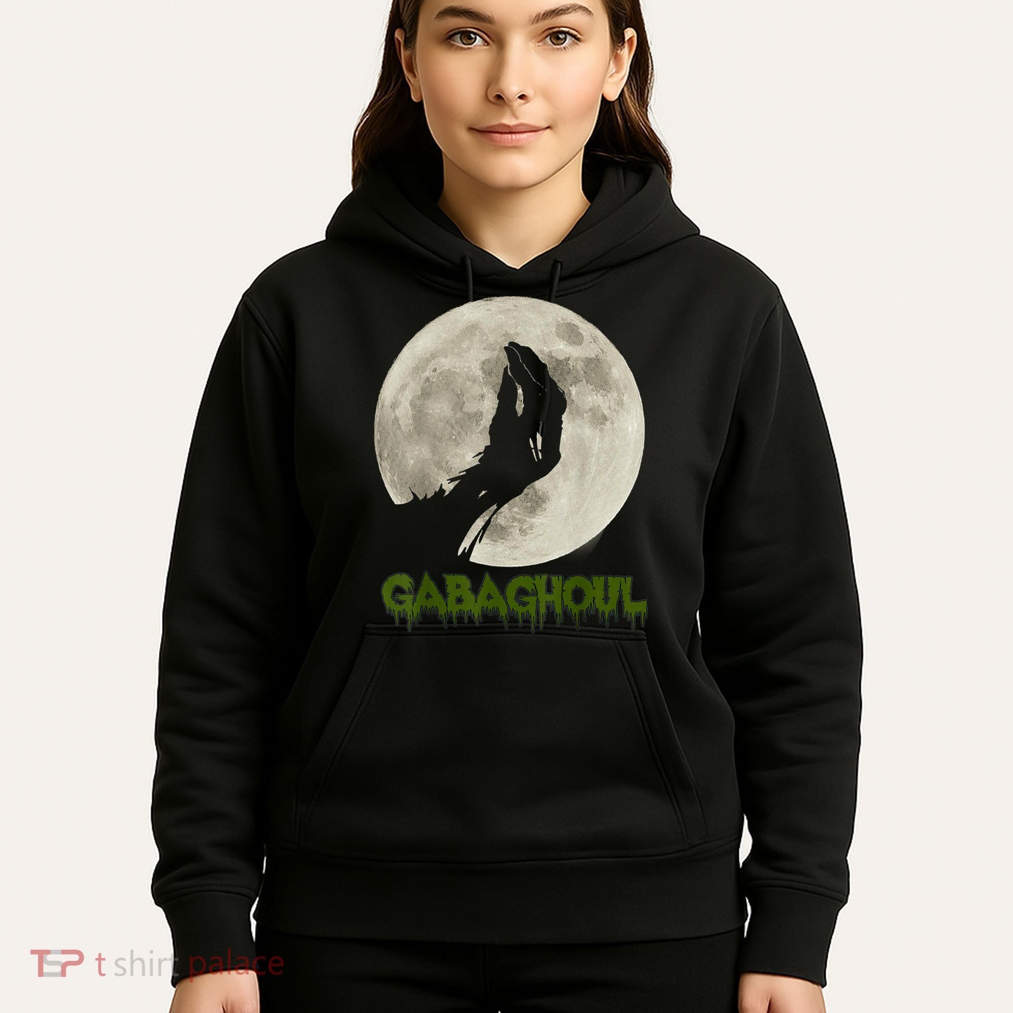 Gabaghoul Funny Hand Moon Halloween Hoodie