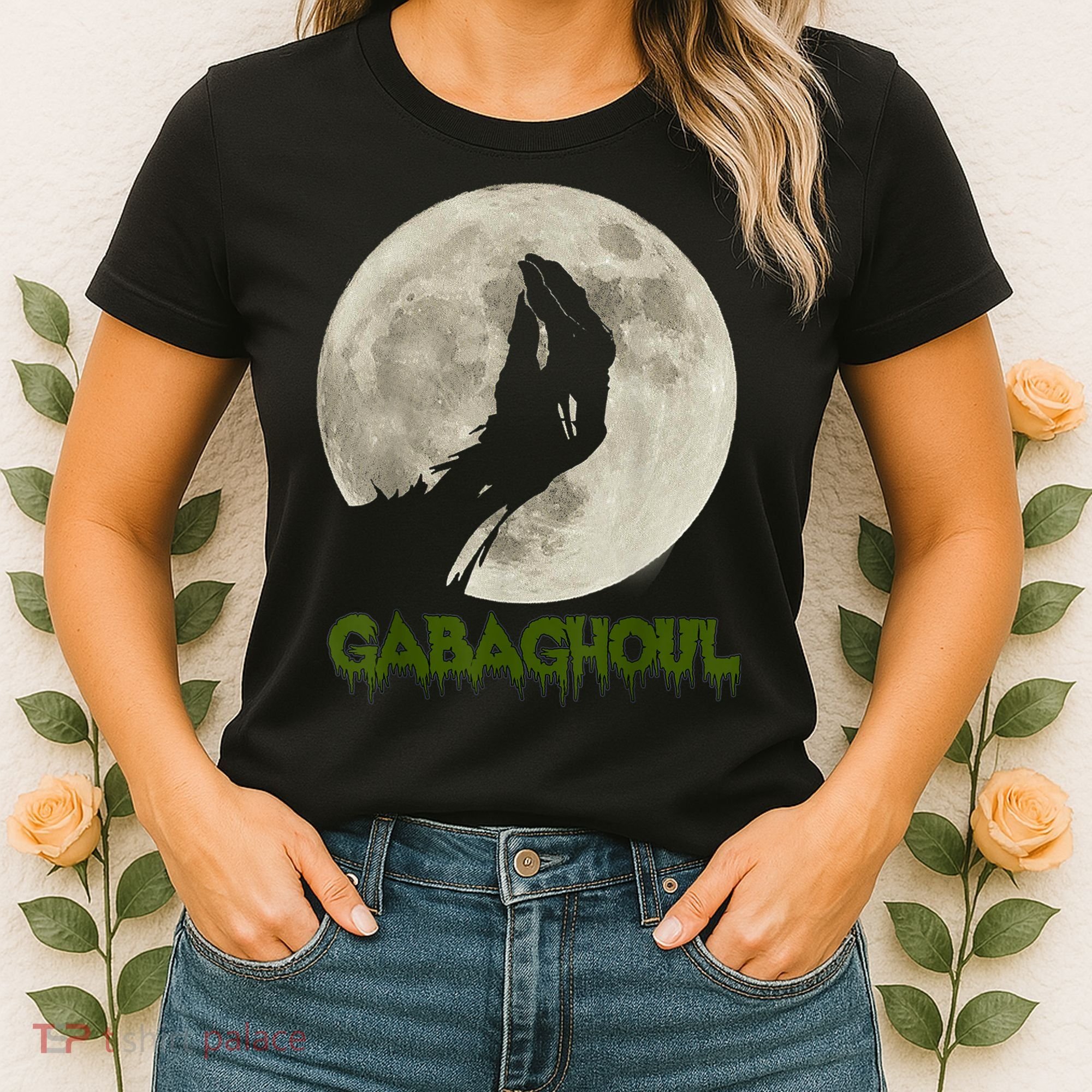 Gabaghoul Funny Hand Moon Halloween Women's T-Shirt