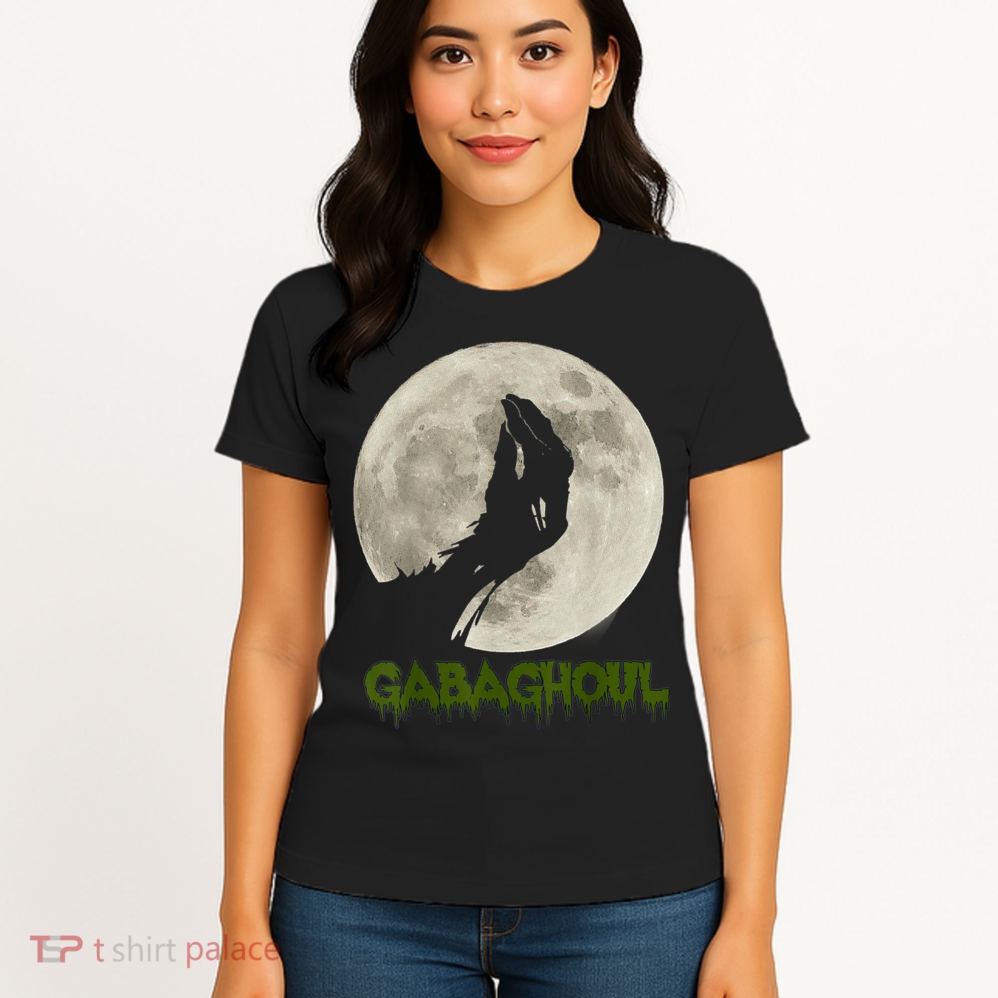 Gabaghoul Funny Hand Moon Halloween Women's T-Shirt