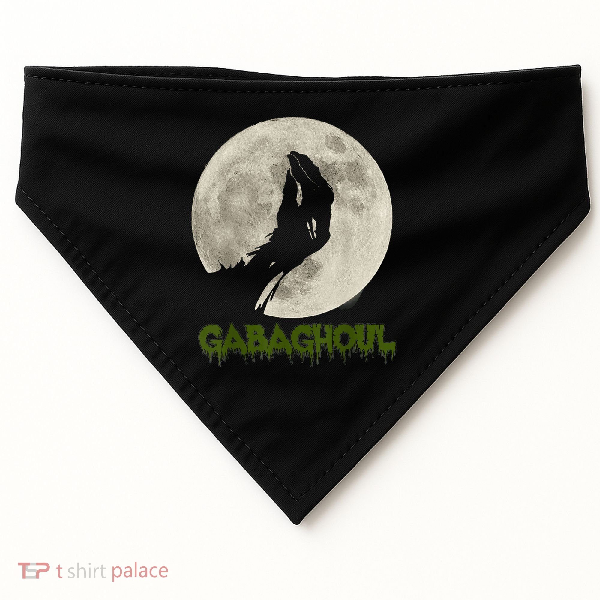 Gabaghoul Funny Hand Moon Halloween USA-Made Doggie Bandana