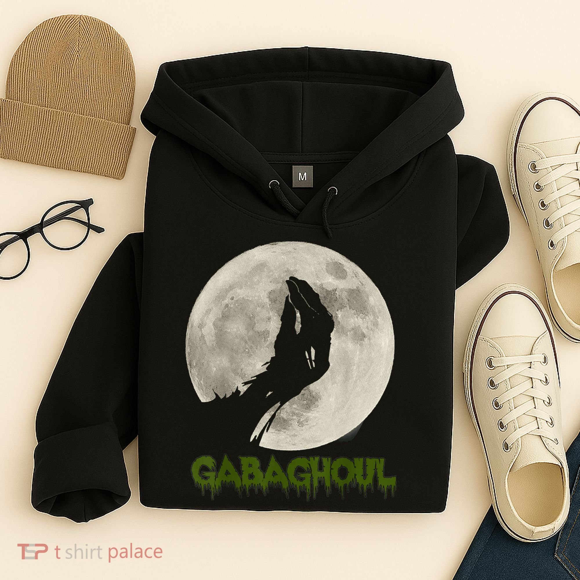 Gabaghoul Funny Hand Moon Halloween Hoodie