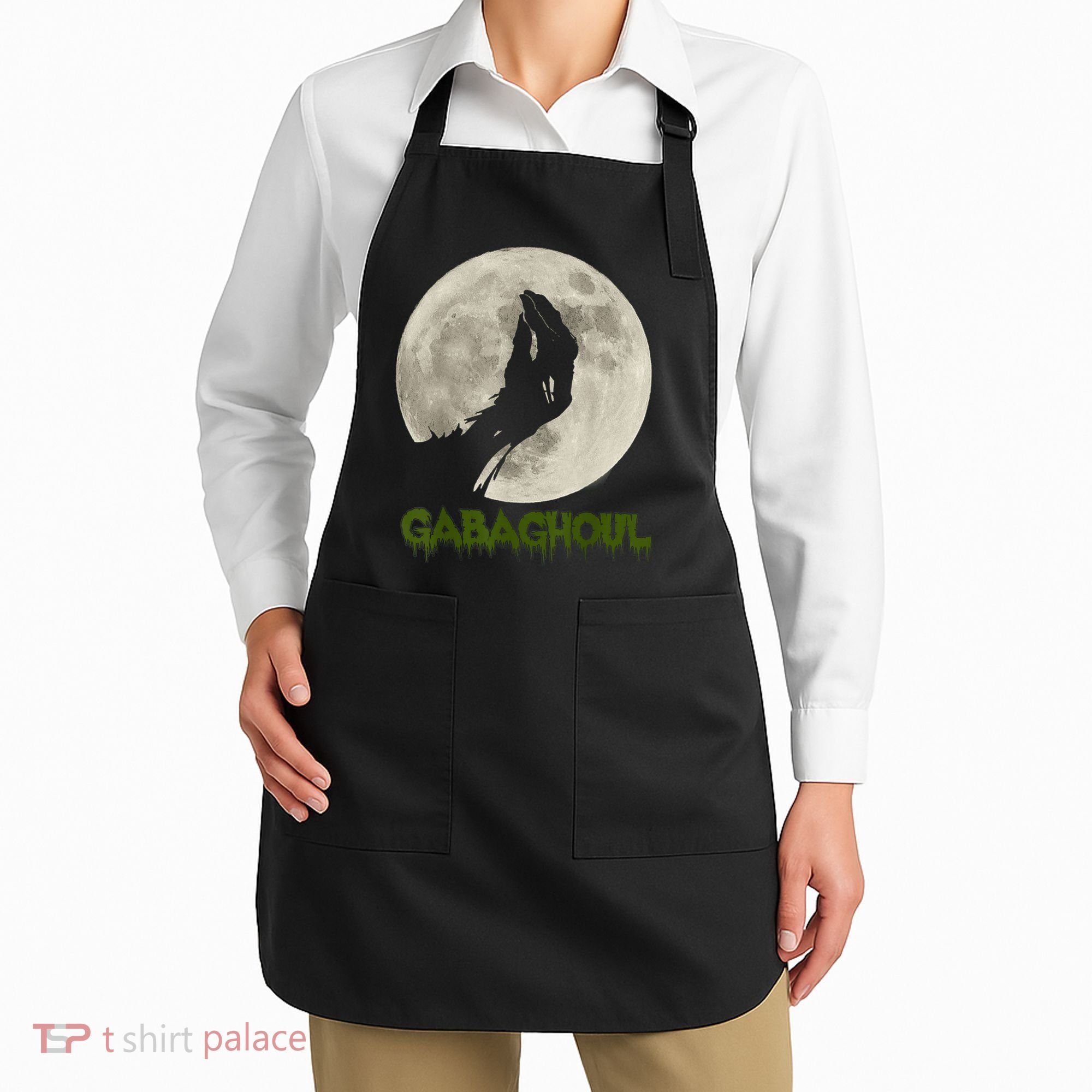 Gabaghoul Funny Hand Moon Halloween Apron