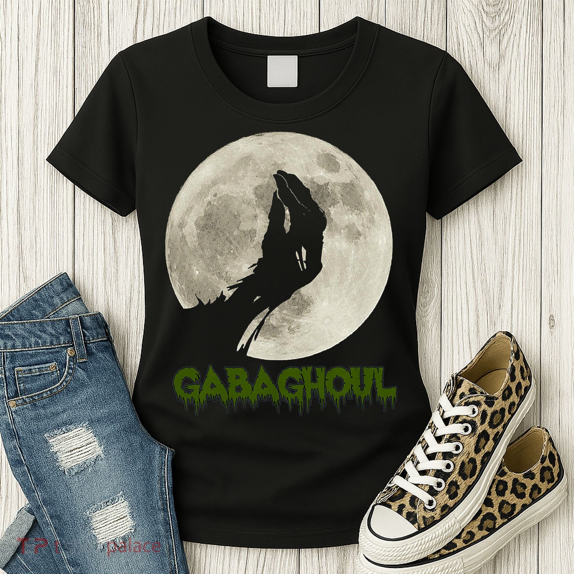 Gabaghoul Funny Hand Moon Halloween Women's T-Shirt