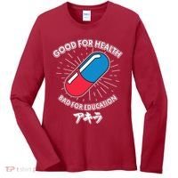 Good For Health Bad For Education Logo Anime Fan Women's Long Sleeve Shirt thumb 0
