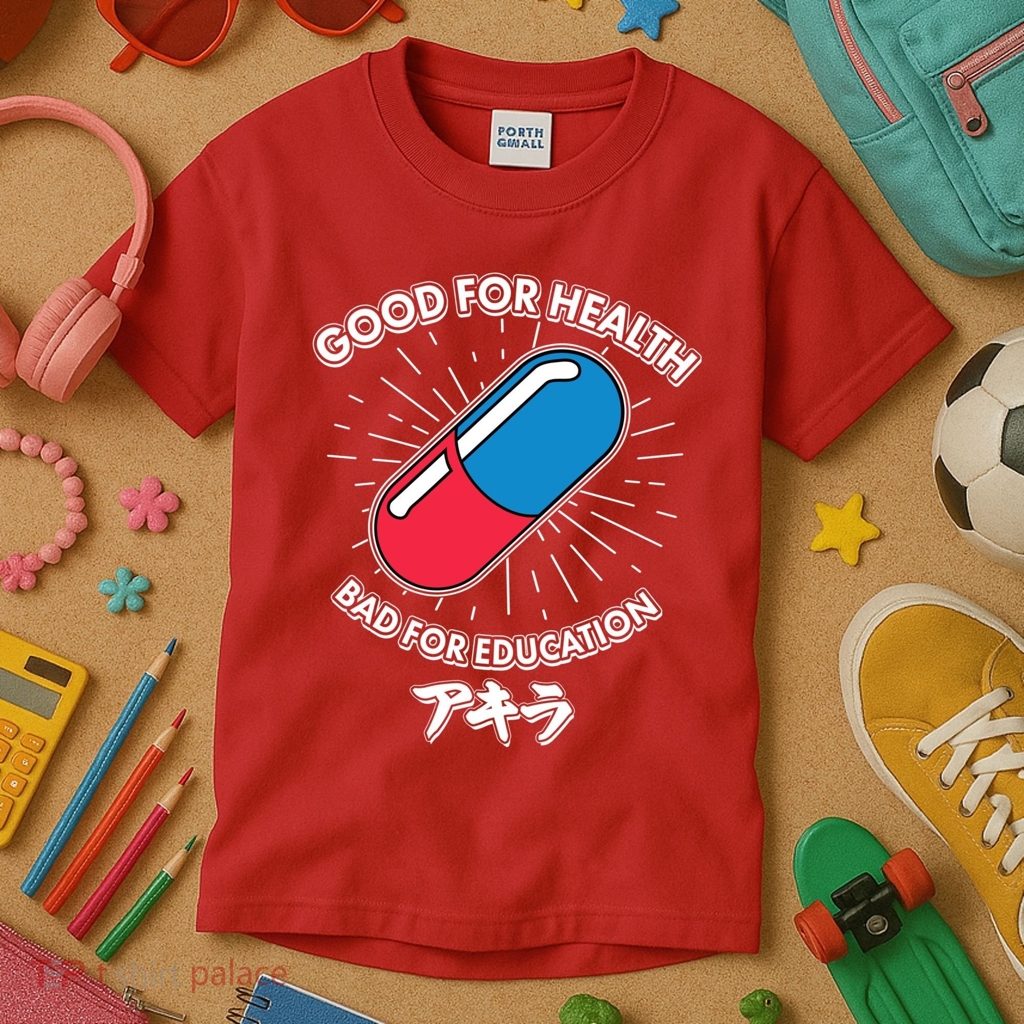 Good For Health Bad For Education Logo Anime Fan Kids T-Shirt