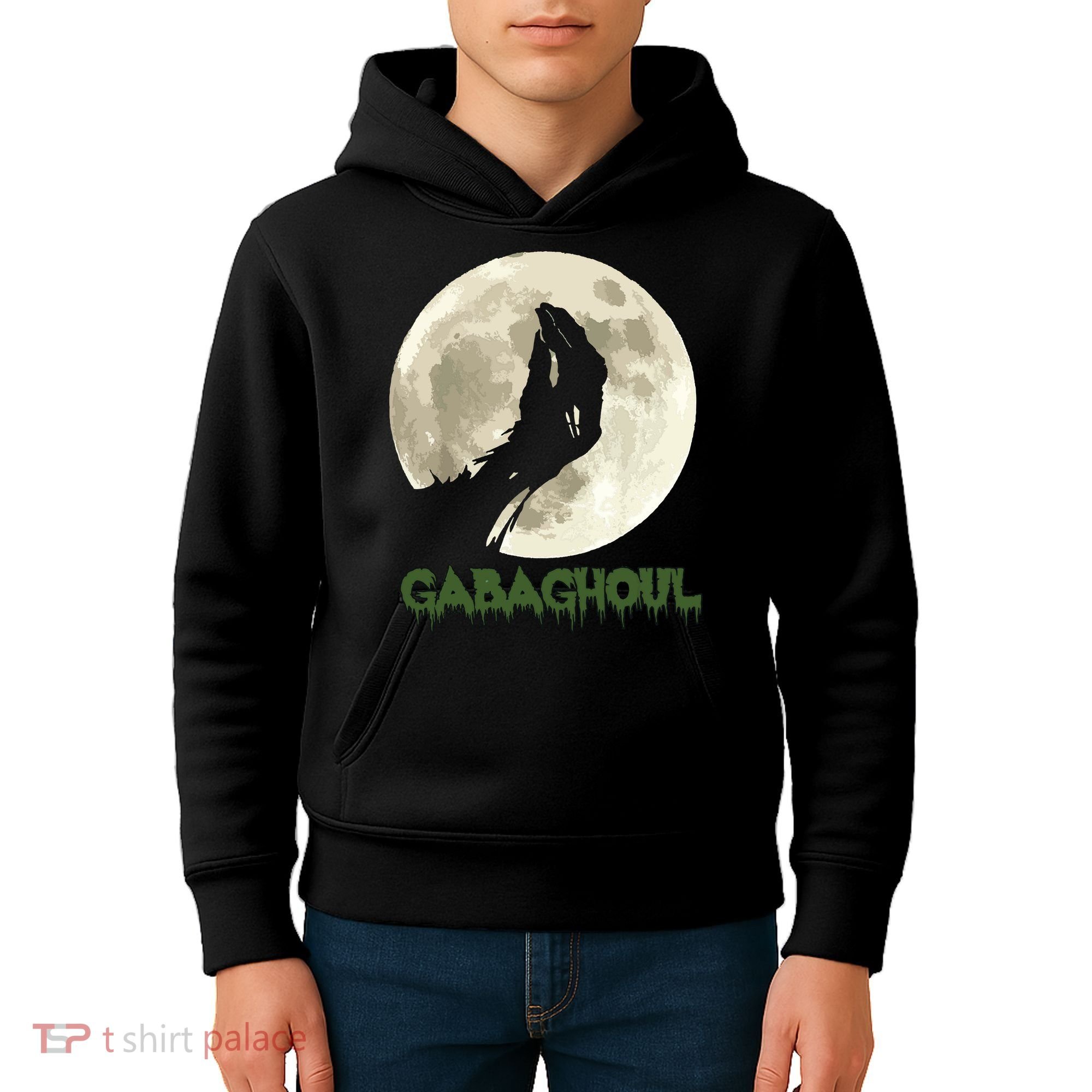 Gabaghoul Funny Hand Moon Halloween Kids Hoodie