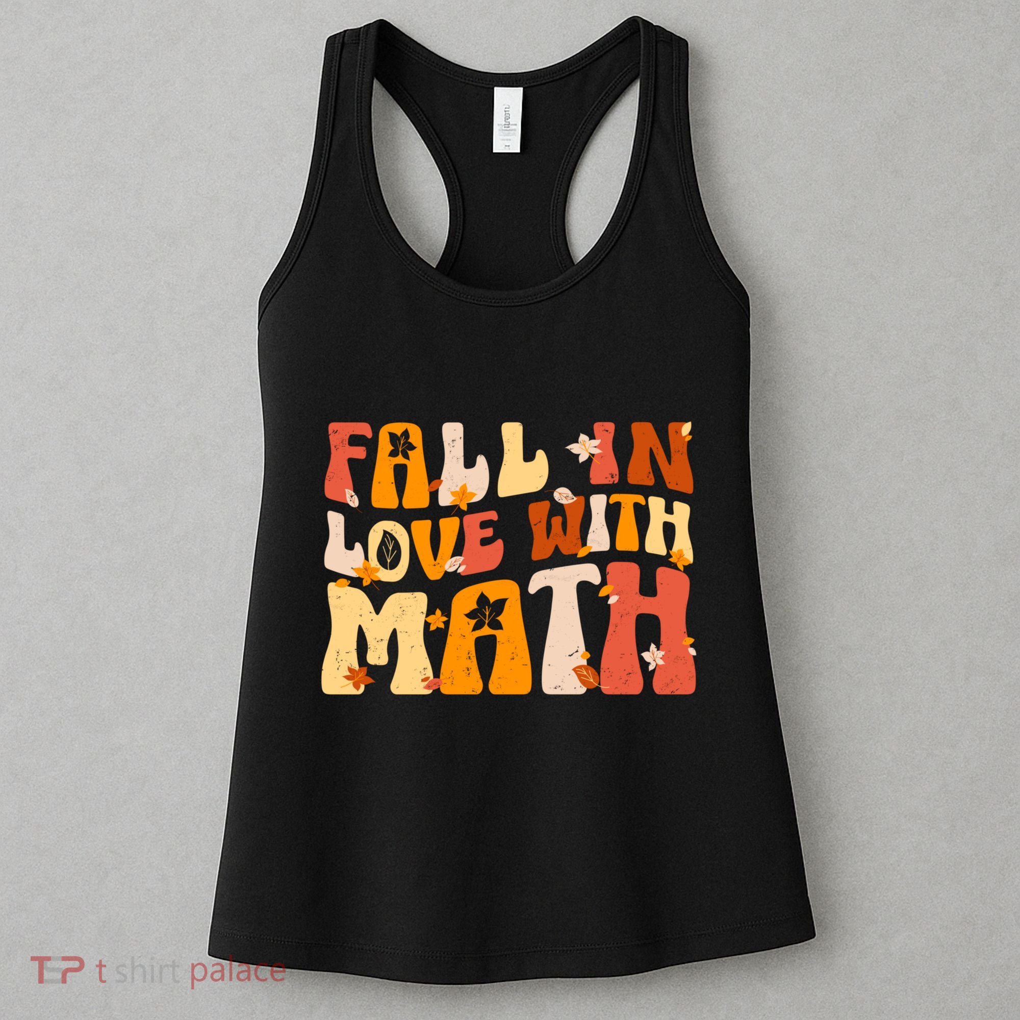 Groovy Fall In Love With Math Thanksgiving Math Teacher Fall Women's Tank Top