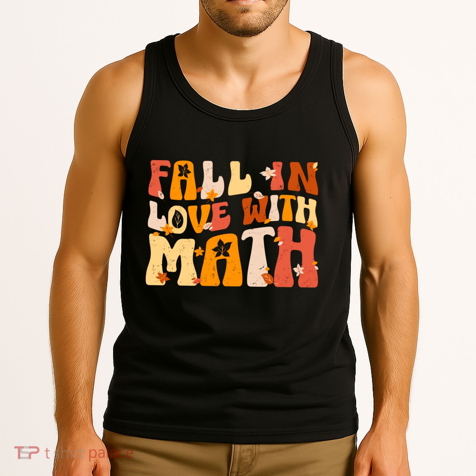 Groovy Fall In Love With Math Thanksgiving Math Teacher Fall Tank Top