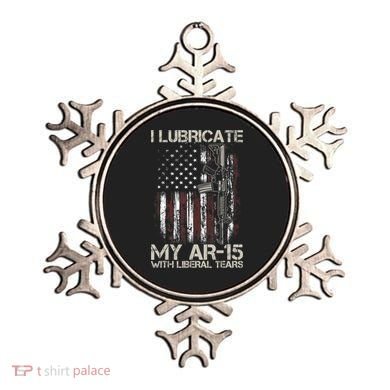 Gun Flag I Lubricate My Ar15 With Liberal Tears (On Back) Ornament