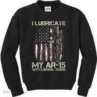 Gun Flag I Lubricate My Ar15 With Liberal Tears (On Back) Kids Sweatshirt thumb 0