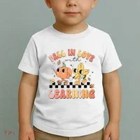 Groovy Fall In Love With Learning Autumn Toddler T-Shirt thumb 2
