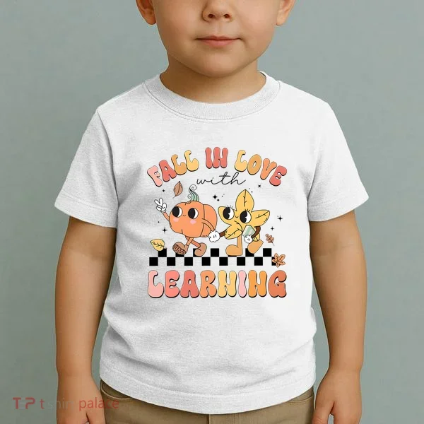 Groovy Fall In Love With Learning Autumn Toddler T-Shirt