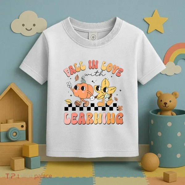 Groovy Fall In Love With Learning Autumn Toddler T-Shirt