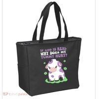 God Funny If God Is Real Why Does My Tummy Hurt, Sad Cow Tote Bag thumb 2
