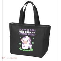 God Funny If God Is Real Why Does My Tummy Hurt, Sad Cow Tote Bag thumb 3