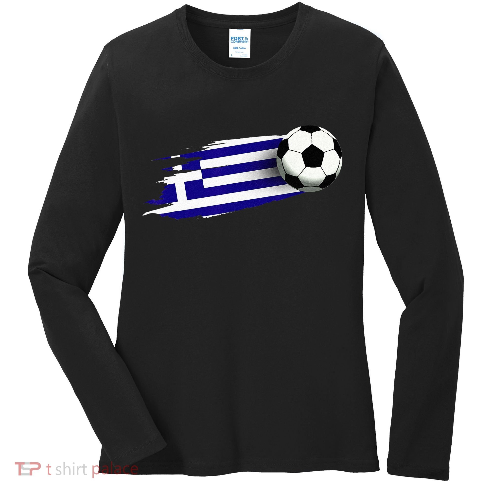 Greece Flag Jersey Greek Soccer Team Greek Women's Long Sleeve Shirt