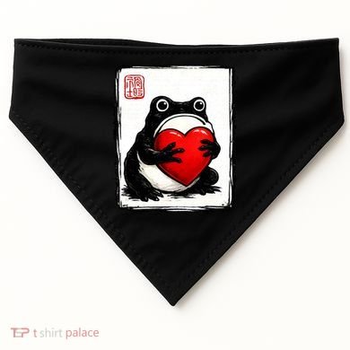 Grumpy Frog Japanese Valentine's Day USA-Made Doggie Bandana