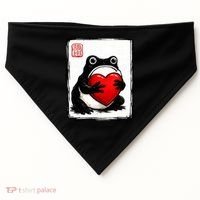 Grumpy Frog Japanese Valentine's Day USA-Made Doggie Bandana thumb 0