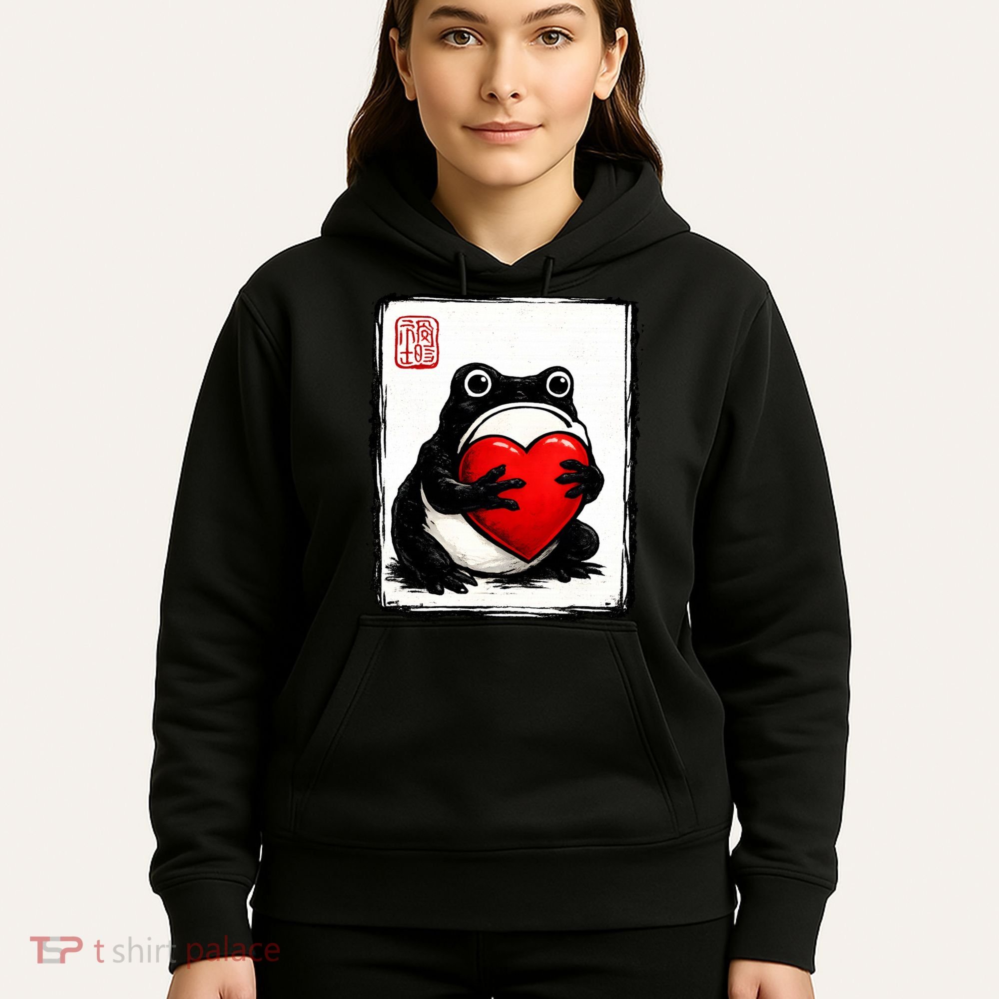 Grumpy Frog Japanese Valentine's Day Hoodie