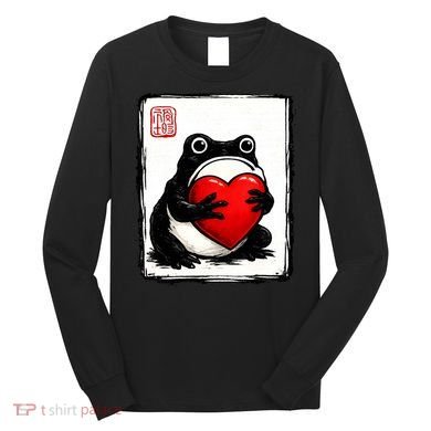 Grumpy Frog Japanese Valentine's Day Long Sleeve Shirt