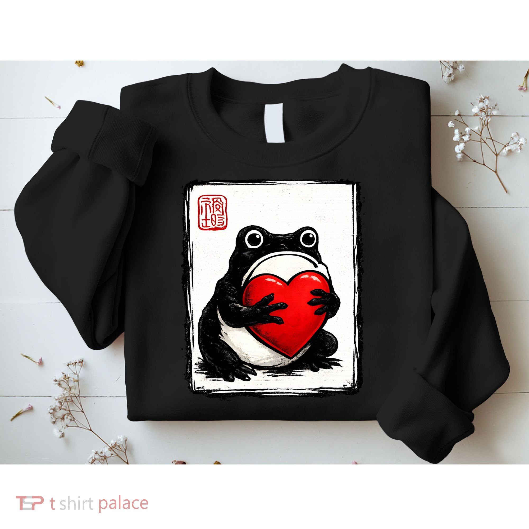 Grumpy Frog Japanese Valentine's Day Sweatshirt