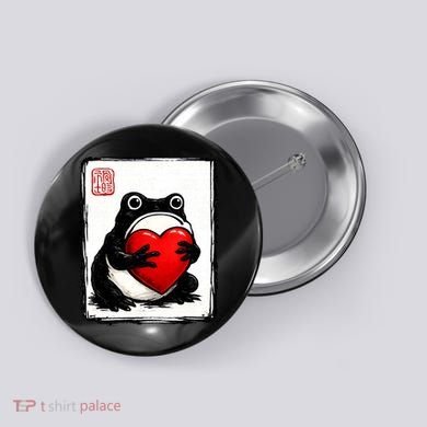 Grumpy Frog Japanese Valentine's Day Button
