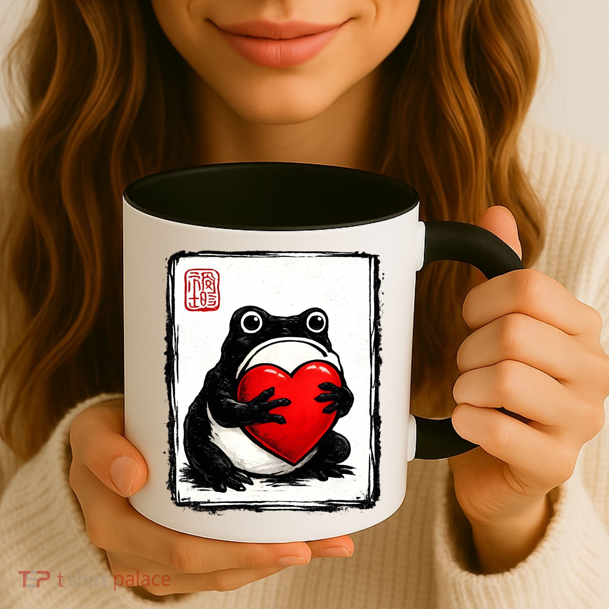 Grumpy Frog Japanese Valentine's Day Coffee Mug