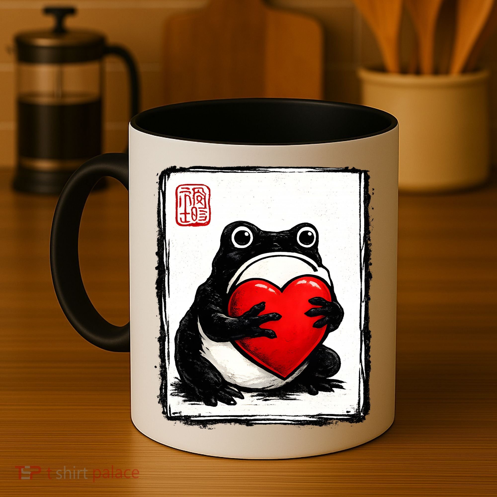 Grumpy Frog Japanese Valentine's Day Coffee Mug