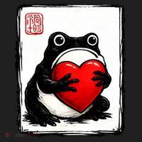 Grumpy Frog Japanese Valentine's Day Beanie thumb 2