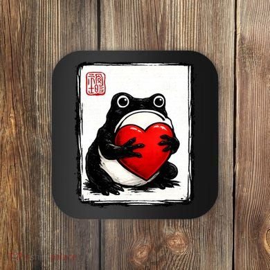 Grumpy Frog Japanese Valentine's Day Coaster