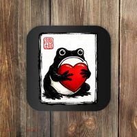 Grumpy Frog Japanese Valentine's Day Coaster thumb 0