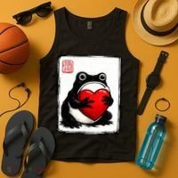 Grumpy Frog Japanese Valentine's Day Tank Top thumb 4