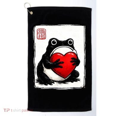 Grumpy Frog Japanese Valentine's Day Golf Towel