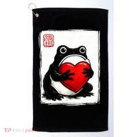 Grumpy Frog Japanese Valentine's Day Golf Towel thumb 0
